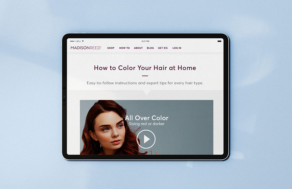 Woman with gorgeous hair representing Madison Reed