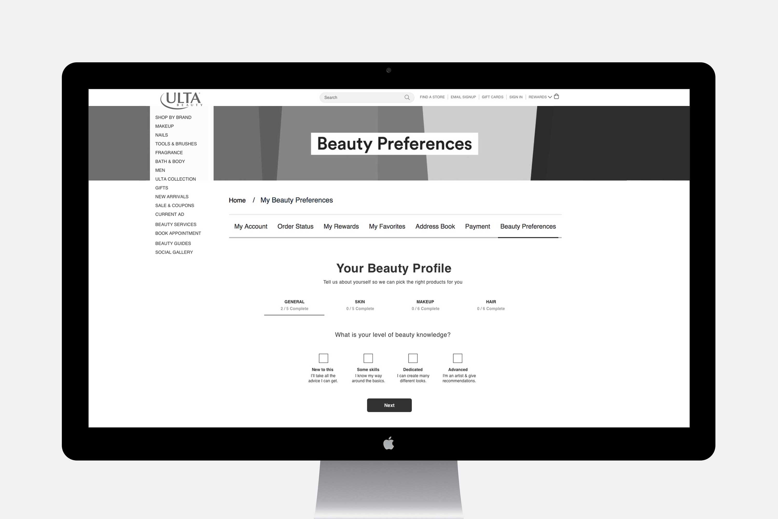 ulta beauty preferences quiz desktop