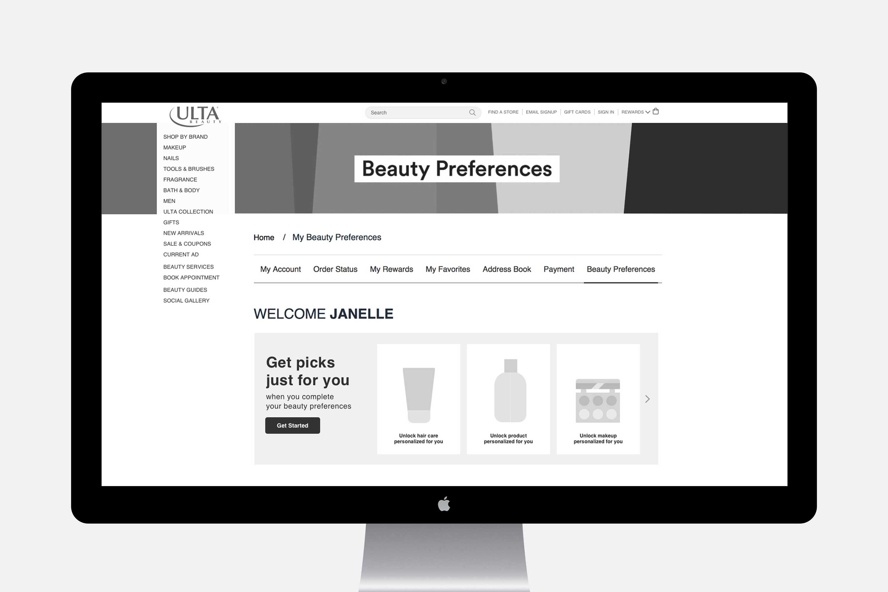 ulta beauty preferences quiz start
